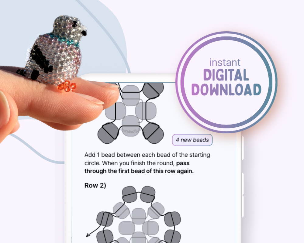 🐦 3D Beaded Pigeon PDF Pattern