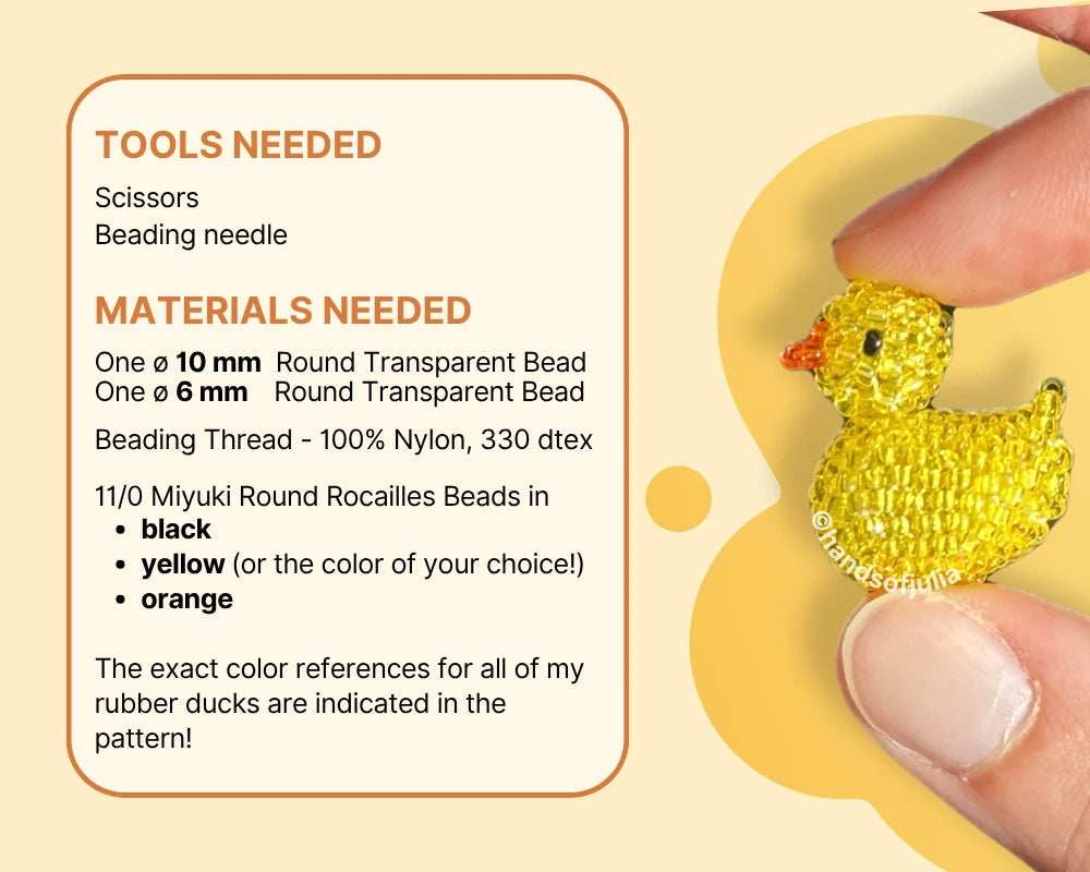 🐤 3D Beaded Rubber Duck PDF Pattern