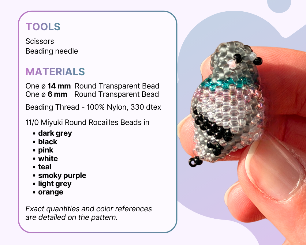 🐦 3D Beaded Pigeon PDF Pattern