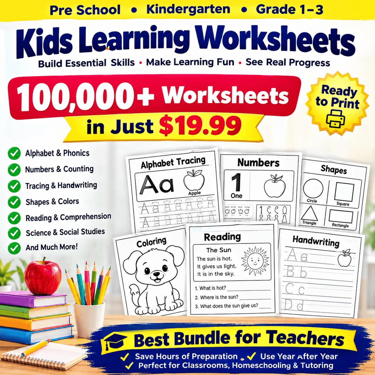 All in One Kids Bundle Pre-K to 3rd Grade